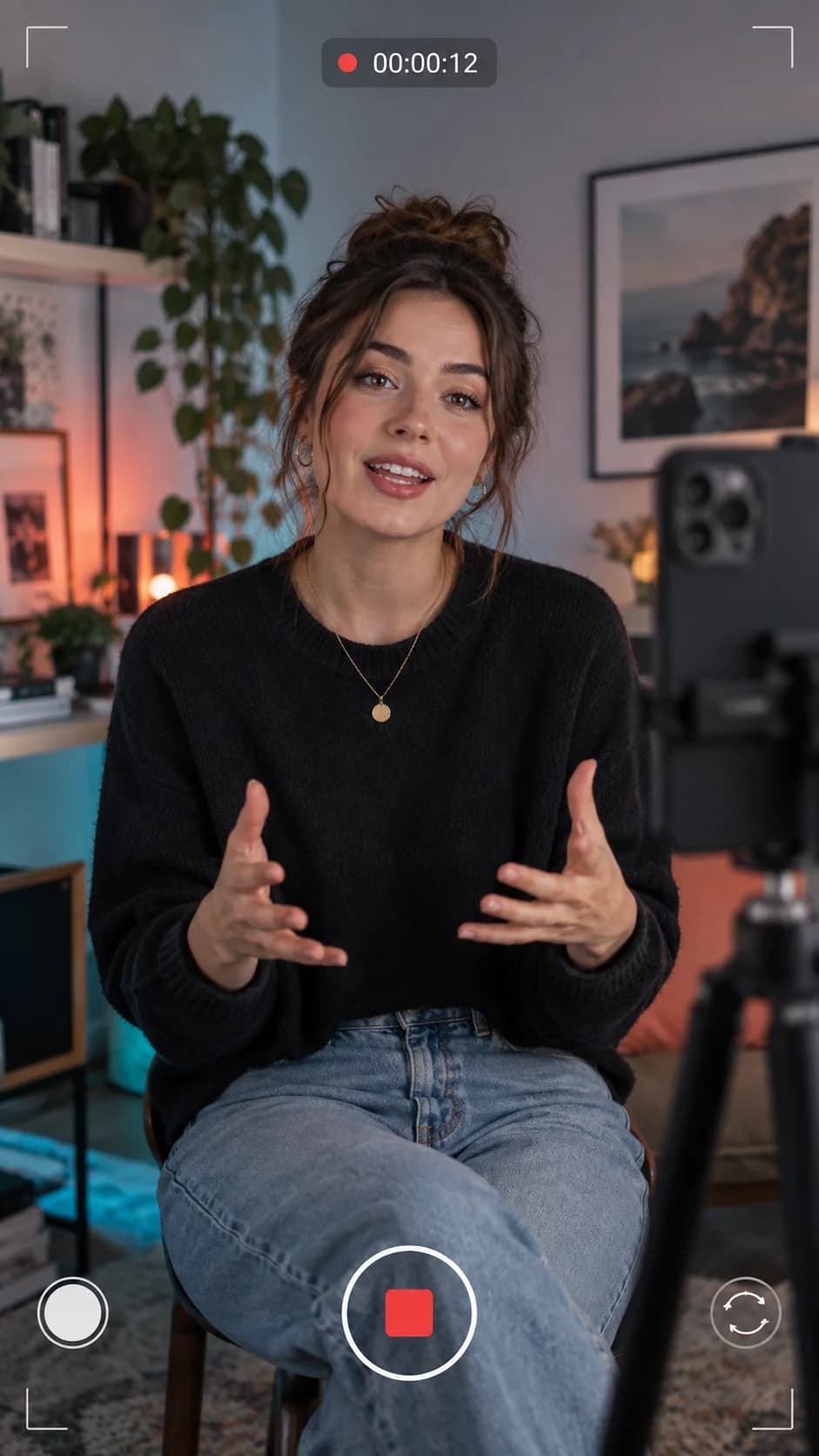 Creator recording a short video on a phone